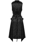 Punk Rave Womens Long Gothic Rose Jacquard 2 Piece Waistcoat Vest With Faux Fur Trim