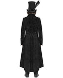 Devil Fashion Mens Long Gothic Victorian Damask Velvet Coat - Black