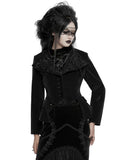 Punk Rave Womens Gothic Embroidered Velvet Cutaway Riding Jacket - Black