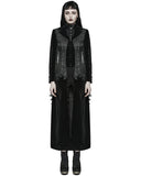 Punk Rave Womens Long Gothic Velvet & Jacquard Court Coat