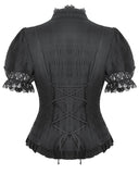 Dark In Love Womens Gothic Lolita Puff Sleeve Blouse Top - Black