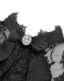 Dark In Love Womens Gothic Lolita Puff Sleeve Blouse Top - Black