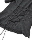 Dark In Love Womens Gothic Lolita Puff Sleeve Blouse Top - Black