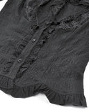 Dark In Love Womens Gothic Lolita Puff Sleeve Blouse Top - Black