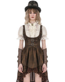 Dark In Love Womens Steampunk Gothic Puff Sleeve Blouse Top - Vintage Off-White