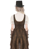 Dark In Love Womens Steampunk Gothic Puff Sleeve Blouse Top - Vintage Off-White