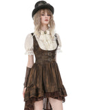 Dark In Love Womens Steampunk Gothic Puff Sleeve Blouse Top - Vintage Off-White