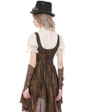 Dark In Love Womens Steampunk Gothic Puff Sleeve Blouse Top - Vintage Off-White