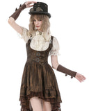 Dark In Love Womens Steampunk Gothic Puff Sleeve Blouse Top - Vintage Off-White