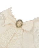 Dark In Love Womens Steampunk Gothic Puff Sleeve Blouse Top - Vintage Off-White