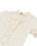 Dark In Love Womens Steampunk Gothic Puff Sleeve Blouse Top - Vintage Off-White
