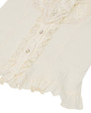 Dark In Love Womens Steampunk Gothic Puff Sleeve Blouse Top - Vintage Off-White