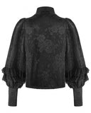 Dark In Love Womens Gothic Lolita Floral Jacquard Blouse Top