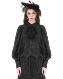 Dark In Love Womens Gothic Lolita Floral Jacquard Blouse Top