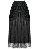 Dark In Love Womens Long Gothic Velvet & Lace Layered Maxi Skirt