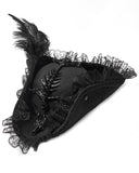 Punk Rave Unisex Gothic Dragon Spine Feathered Tricorn Hat