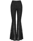 Punk Rave Daily Life Womens Apocalyptic Gothic Shredded Jacquard & Lace Flared Leggings