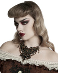 Punk Rave Womens Steampunk Butterfly Choker Necklace - Black & Brown