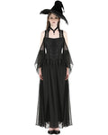 Dark In Love Long Dark Gothic Lace Cold Shoulder Maxi Dress