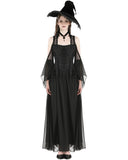 Dark In Love Long Dark Gothic Lace Cold Shoulder Maxi Dress