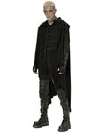 Punk Rave Mens Apocalyptic Gothic Hooded Spliced Mesh Cloak