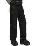 Punk Rave Mens Apocalptic Gothic Studded Shredded Mesh Inset Pants