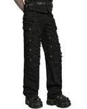 Punk Rave Mens Apocalptic Gothic Studded Shredded Mesh Inset Pants
