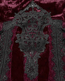 Punk Rave Daily Life Womens Long Gothic Crushed Velvet Applique Maxi Dress - Red