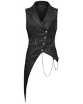 Punk Rave Mens Visual Kei Gothic Asymmetric Chained Waistcoat Vest - Black