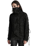 Punk Rave Mens Shredded Knit Apocalyptic Gothic Sweater Top - Black