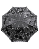 Dark In Love Womens Lolita Elegant Embroidered Floral Parasol Umbrella - Black & White