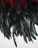 Punk Rave Womens Gothic Burlesque Feathered Shawl Cape - Black & Red