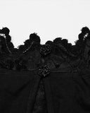 Punk Rave Daily Life Womens Elegant Gothic Swing Collar Lace Inset Top
