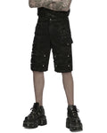 Punk Rave Mens Apocalyptic Punk Studded & Shredded Cutoff Shorts