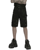 Punk Rave Mens Apocalyptic Punk Studded & Shredded Cutoff Shorts