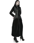 Punk Rave Womens Long Gothic Velvet & Jacquard Court Coat