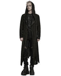 Punk Rave Mens Apocalyptic Gothic Broken Knit Hooded Piercing Cloak Jacket