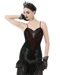 Dark In Love Womens Baroque Gothic Heart Velvet Corset Top - Red & Black