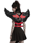 Punk Rave Womens Fallen Angel Gothic Feathered Wings Harness - Black & Red