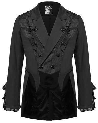Punk Rave Mens Elegant Gothic Gentleman Embroidered Tailcoat Dress Jacket