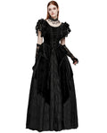 Punk Rave Womens Dark Regency Gothic Velvet Wedding Dress & Lace Opera Gloves