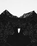 Punk Rave Womens Elegant Gothic Lace Overlayer Applique T-Shirt Top