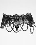 Punk Rave Womens Dark Gothic Chained Lace Hanging Bats Necklace