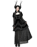 Dark in Love Womens Long Romantic Gothic Velvet & Lace Princess Maxi Dress