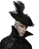 Punk Rave Unisex Gothic Dragon Spine Feathered Tricorn Hat