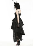 Dark In Love Long Dark Gothic Jacquard Layered Hi-Low Dress