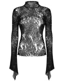 Punk Rave Womens Apocalyptic Gothic Crimped Chiffon Top
