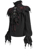 Devil Fashion Mens Apocalyptic Gothic Pirate Poet Shirt Top - Black & Red