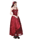 Dark In Love Gothic Vampire Queen Velvet Maxi Dress - Red