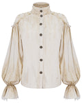 Devil Fashion Womens Gothic Steampunk Pirate Shirt Blouse Top Vintage Off-White